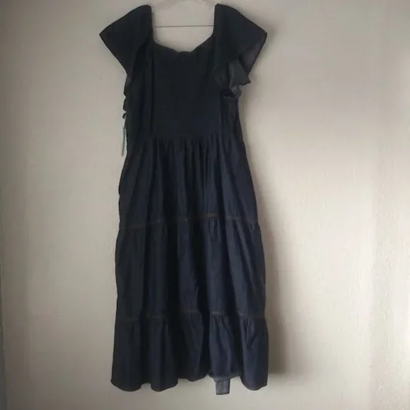 Terra & Sky Jean flutter sleeve midi Dress women's size 3X (24W-26W) - Picture 4 of 14